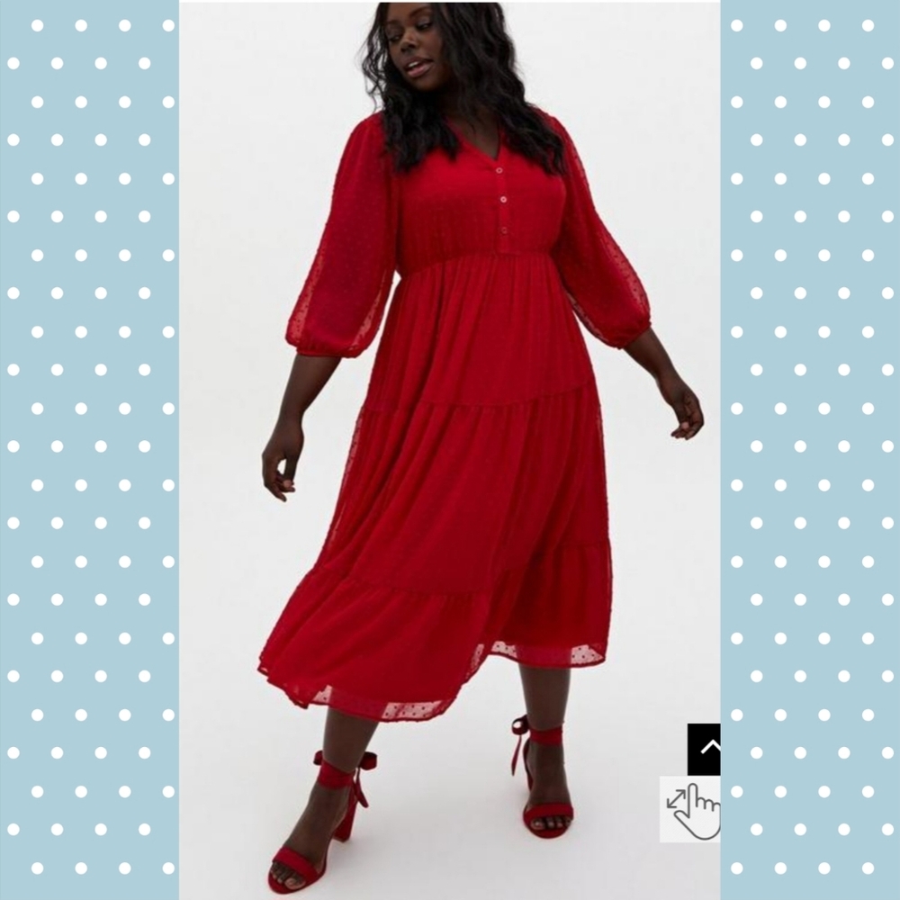 Torrid Maxi Chiffon Clip Dot Pleated Dress